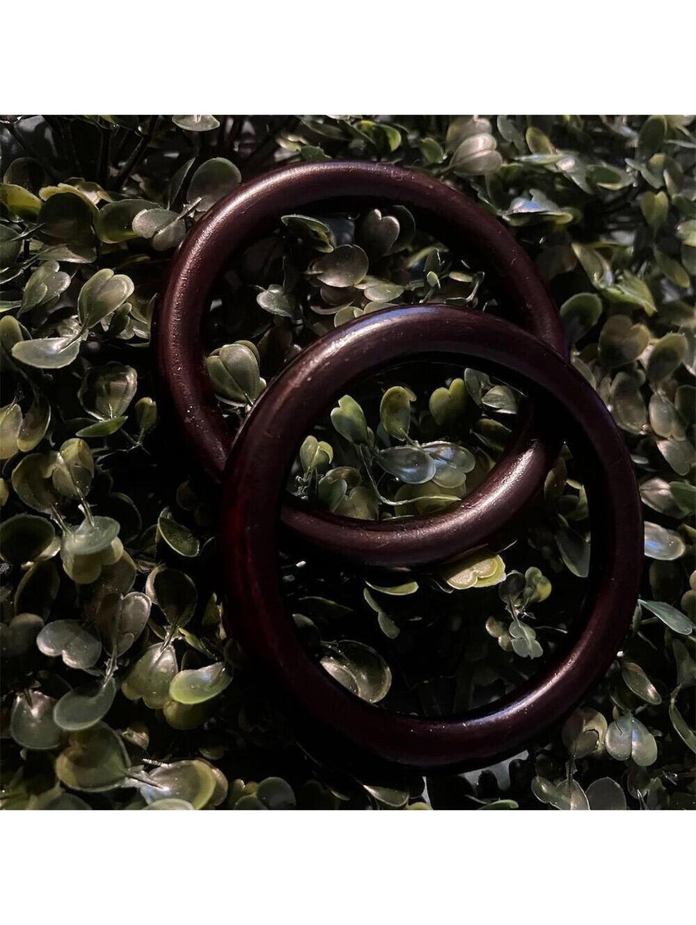 Vintage Wooden Bracelets Set of 2 Brown Fashion Jewelry - Picture 2 of 3